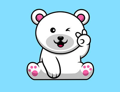 Cute Polar Bear Sitting With Peace Hand travel