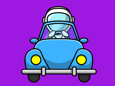 Cute Astronaut Riding Car travel