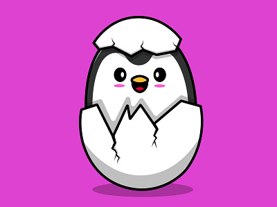 Cute Penguin On Egg