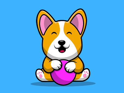 Cute Corgi Dog Playing Ball small