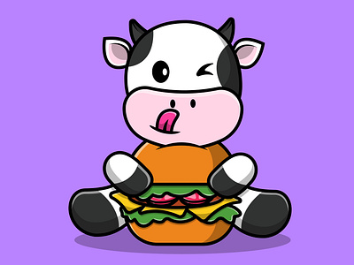 Cute Cow Hugging Burger