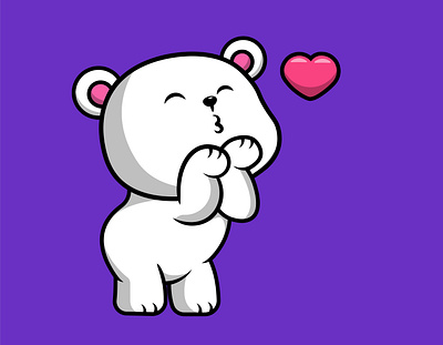 Cute Polar Bear Blow Heart graphic