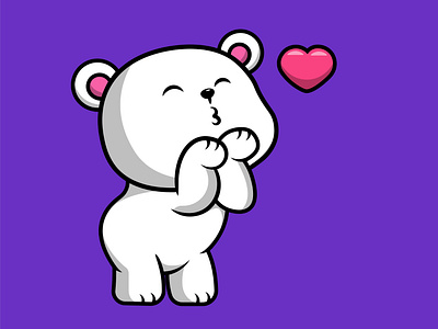 Cute Polar Bear Blow Heart