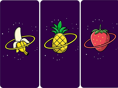 Fruit Planet banana cosmos galaxy pineapple plant space strawberry universe vegan