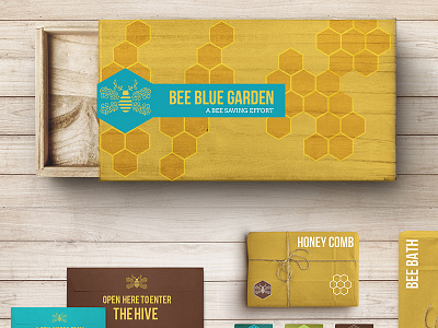 Bee Blue Garden: Bee Saving Box bee blue box cause colours garden graphic design logo nature packaging social sticker