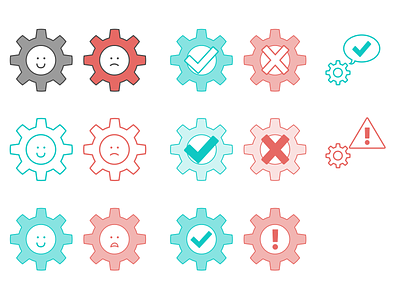Motor Illustrations Small gears icons status icons