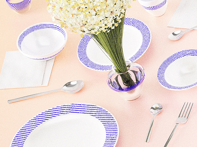 Set Table 3d 3d art blender cutlery dinnerware dishes flowers illustration materials procedural textures