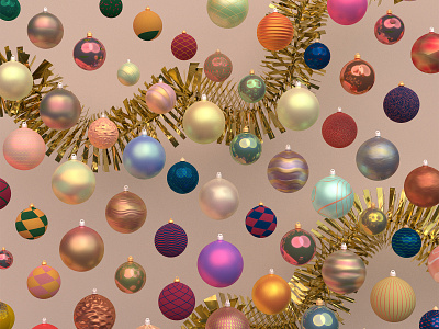 Baubles and Tinsel 3d 3d art baubles blender christmas decoration illustration materials procedural textures tinsel