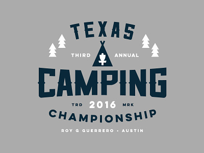 Texas Camping Championship Identity austin badge camping disc golf logo patch tent texas trees