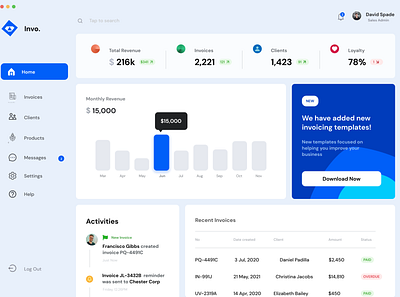 Redesigning invoicing web application: Rebound shot app dashboard design dribbble finance app fintech interface motion graphics productdesign ui uiux ux