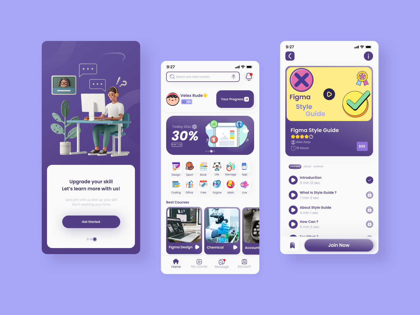 Course UI/UX Mobile App by Muhammad Hanif on Dribbble