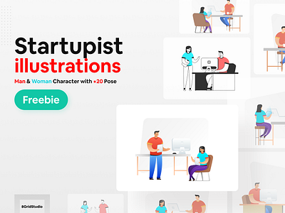 Free Startupist illustrations Man & Woman +150 figures