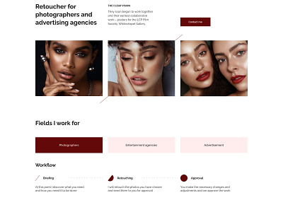 Landing for a retoucher concept design landing ui ux web webdesign