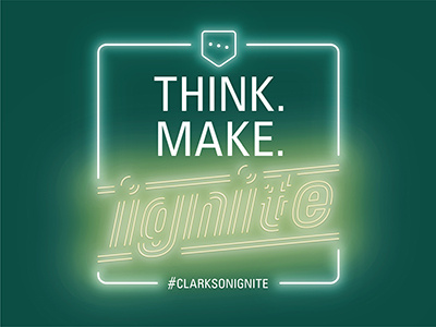 Clarkson Ignite branding ignite illustrator in house logo neon type typography vector