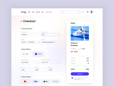 E commerce checkout page