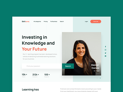E - Learning platform landing page