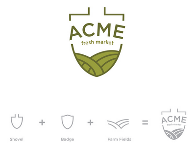 Acme Logo | Final acme badge branding grocery identity logo shovel
