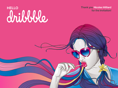 Hello Dribbble! art branding candle candy design figma first post first shot hand drawn hello dribble hellodribbble illustration lollipop photoshop pop art sexy girl sweet vector