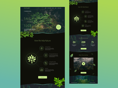 ECOPLANET - Landing Page concept design earth eco ecology environment figma fund green landing page modern nature promo site typography ui ux web design wild wildlife