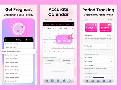 Life Period Tracker Apps Screenshots Design