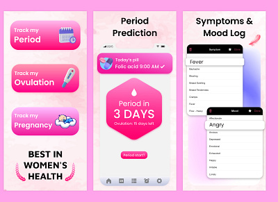 Life Period Tracker Apps Screenshots Design app branding design graphic design playstore screenshots ui ux