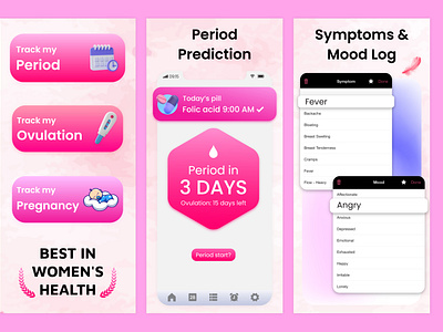 Life Period Tracker Apps Screenshots Design