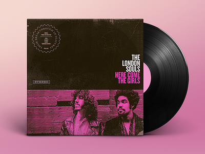 The London Souls – Here Come the Girls album cover design funk girls london nyc pink retro rock n roll soul the london souls vintage