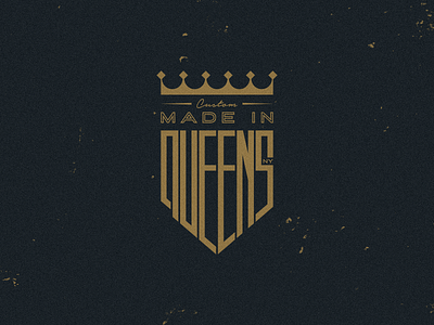 Made In Queens Badge badge branding crest crown design emblem gold identity logo mark queens stamp