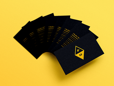 C42D – Business Cards badge branding business card design identity logo mockup print screen print typography visual system yellow