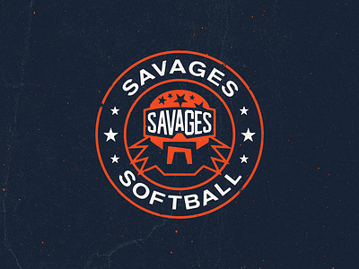 Savages Logo badge branding design identity illustration logo macho man retro savage softball texture typography