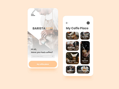 Barista Kopi app coffe coffee coffee cup coffee house design graphic design minimal typography ui ux web website