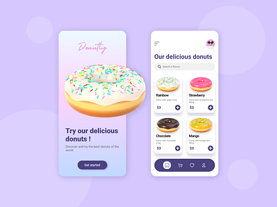 Donutly App 3d app app design design donut food food app graphic design mobile app shop ui
