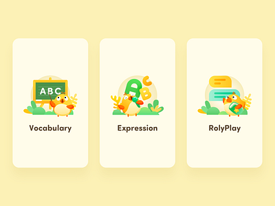 Loading Screen for RUOK K12 app chicken chook dictionary education expression flat icon illustrator k12 kids loading rolyplay screen search ui vocabulary