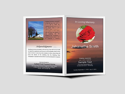 Funeral Program Bi Fold Brochure Design Template