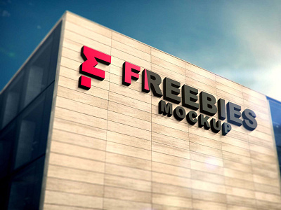 Freebies Building 3D Logo Mockup