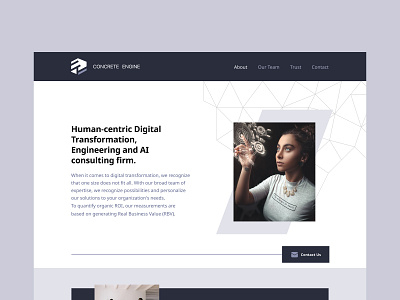 Concrete Engine artificial intellegence company design landing page ui ux