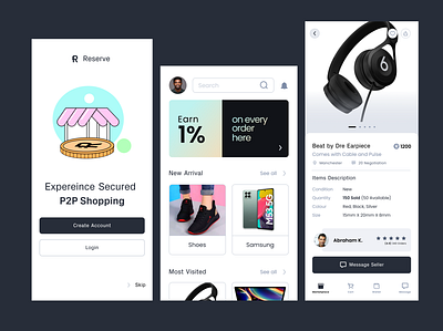 Reserve P2P Marketplace blockchain branding colour design illustration ui ux