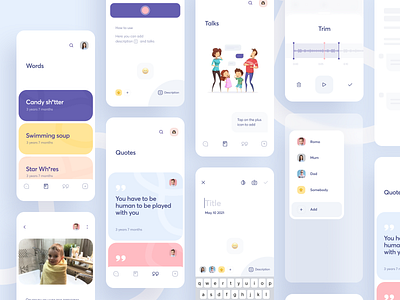 Govoroon App app cards colorful colors illustration interface ios kid list messenger minimal notes quotes recorder reminder talks tasks ui ux words