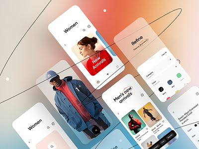 Ecommerce App app brand clean clothes colorful colors e commerce e commerce ecommerce fashion filter gradients interface ios line list minimal product store ui