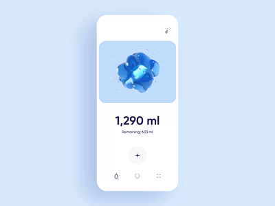 Water Drinking Reminder App 3d animation app card dashboard design food hydration illustration interaction interface ios minimal motion graphics onboarding product stats ui walkthrough workout