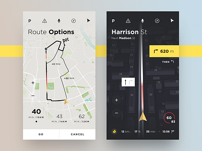 Car Navigation app car concept ios map navigation perspective route track ui ux yandex