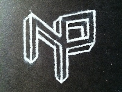 N.P. Logo Sketch #2 hand drawn letters logo n p pencil perspective