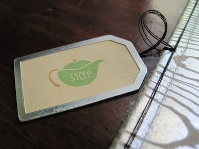 Steep green logo menu metal organic ornament tea