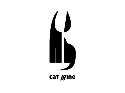 Cat Wine black cat logo white wine wine glass