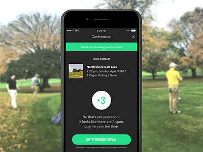 Epic Golf Checkout and Invite