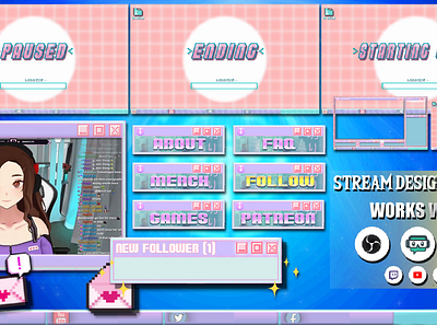 Pink Twitch Overlay Package animated twitch overlay cute twitch overlay cute twitch panels cutetwitchoverlay twitch twitch overlay twitchbanner twitchgraphics twitchpanels twitchscreens