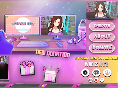 Twitch Animated Overlay Pack - Perfect Pink