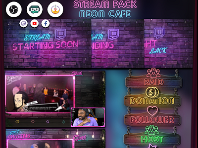 Twitch Neon Overlay Pack