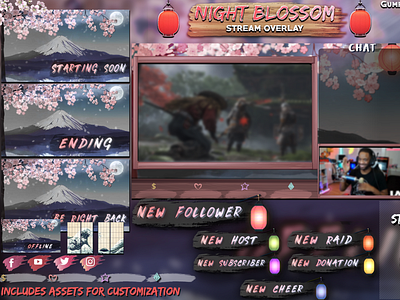 Twitch Japanese Overlay animated twitch overlay japanese twitch overlay twitch twitch overlay twitchbanner twitchgraphics twitchpanels twitchscreens