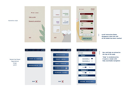 Preliminary style sketches for a voting platform